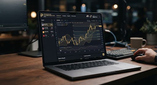 PPC trading dashboard on a laptop